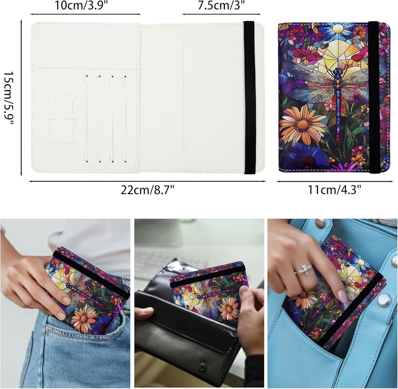 bassyil Passport Holder for Women and Men PU Leather Passport Cover for Travel (Dragonfly) - Image 4